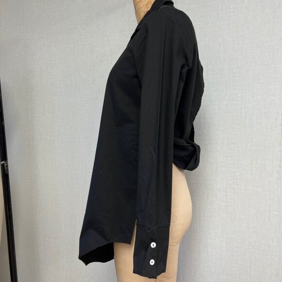 NWOT Deadstock 2000s Button Up Collared Open Back Twist Dress Shirt - Picture 3 of 4